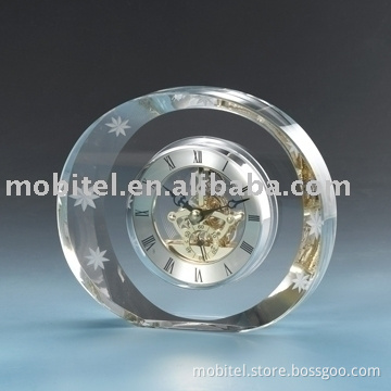 Elegant Crystal Desk Clock ,3 d laser crystal clock(M-5024)